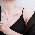 S925 Gold-Plated V-Shape Fan Pendant Necklace with Full Diamonds, White Shell, and Red Agate-0-2