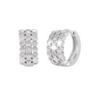 wholesale S925 sterling silver women's ear clips with a unique, niche, and luxurious honeycomb design, featuring micro-set zirconia for an elegant and sophisticated look-Platinum>925 silver