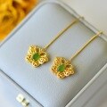 wholesale Silver-gilt, certificate, cheongsam, jade earrings, green jade ear drops, vintage Chinese style, Hetian jade, butterfly ear thread-0-3