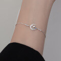 wholesale 925 Sterling Silver Little Prince Bracelet for Women, Small and Luxe Collaboration Star Moon Hand Jewelry with Blue Zircon New Edition-0-2