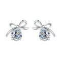 Metal Cute Sweet Bow Four-Prong Moissanite Stud Earrings-0-4