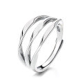 wholesale S925 Sterling Silver Hollowed-out Multi-layer Wavy Line Ring Fashion Street Minimalist Style Designed Jewelry Band-0-4