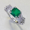 wholesale S925 Sterling Silver New 7*7mm Simulated Emerald Square Ring Simple European and American Style AliExpress Model-0-1