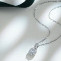925 Silver 1ct Moissanite Square Bag Pendant Necklace Live Stream Supply-0-1