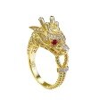wholesale S925 Gold-Plated Silver Mùjǐng Jewelry National Tide Golden Dragon Fierce Dragon Head Ring, Dragon and Tiger Spirit, Wearable in Zodiac Year Dragon Ring-0-4