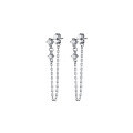 wholesale S925 Sterling Silver Nalan Drop Chain Tassel Earrings for Women, Long Version with Diamond Inlay, Korean Style Ear Accessories G8953-0-4