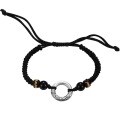 wholesale S925 Silver Retro Chinese Style Adjustable Black Agate Rope Bracelet with Cloud Circle and Peace Buckle for Men and Women-0-4