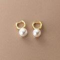 wholesale S925 Silver Single Synthetic Pearl Circular Ear Clasp Chinese Vintage Elegant Women's Earrings M01835-0-1