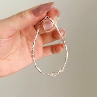 wholesale 925 Sterling Silver Hot-Selling Small Red Book Bracelet for Women, Petite Design with Crushed Silver Beads and Pink Crystal, Sweet and Adorable Hand Accessory-DY150401-SS-HD>925 Silver