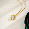 14K Gold Plated 925 Silver Clover Necklace with Moissanite for Cross-border Women-0-2