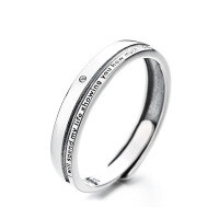 wholesale S925 Sterling Silver Line Romantic English Letter Sentence Couple Rings Korean Style Ins Versatile Ring-640J/A model: approximately 2.7g &gt; opening adjustable