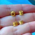 wholesale Gold-Plated S925 Silver Six-Syllable Mantra Barrel Bead Spacer Components for DIY Bracelet Necklace Handmade Knotting Accessories with Large Holes-0-3