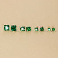 wholesale S925 Sterling Silver Minimalist Sweet Ins-Style Small Green Square Diamond Stud Earrings M05636-Gold-Pair 3mm