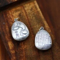 wholesale 990 Silver Guanyin Buddha Hand Lotus Heart Sutra Small Pendant Vintage Pure Silver DIY Phone Lanyard Accessory Wholesale-Model E (5000067)