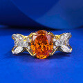 wholesale 925 Silver Gold-Plated 7*9mm Oval Sunset Orange Ring, Fashionable OL Style, Supports Drop Shipping-0-5