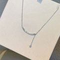 wholesale S925 Sterling Silver Socialite Smile Necklace Arc Pendant Chain Diamond Tassel Elegant Collarbone Chain Women Small Designer Piece-0-3