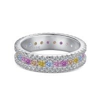 wholesale S925 Sterling Silver Europe & America Style Cross-Border Women's Ring Inlaid with Full Diamond Zircon, Minimalist and Fashionable Wedding Ring for Women-DY120898-SW-CS 6