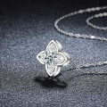 S925 Sterling Silver Cross-Border Moissanite Four-Leaf Clover Pendant Necklace-0-1
