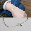 wholesale S925 Sterling Silver Korean Style Fashionable and Versatile Cross Pendant Thin Chain Bracelet for Women-0-1