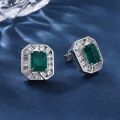 wholesale S925 Sterling Silver Cultivated Emerald Elegant Earrings Inlaid with Precision Crafted Zircon Wedding Banquet Jewelry Wholesale for Women-0-0