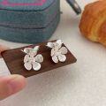 wholesale S925 Sterling Silver Korean Camellia Inlaid Stud Earrings for Women, Small and Chic, Fashionable and Elegant, Trendy with a Premium Feel-0-5