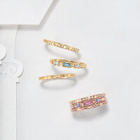 wholesale S925 Sterling Silver VA Fashion OL Style Two-Tone Versatile Stackable Ring Set for Women, Autumn Winter New Collection-Rose Gold Hong Kong No. 17