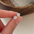 wholesale S925 Sterling Silver Korean-style Round Smile Earrings for Women, Petite and Sweet Student Stud Earrings-0-5