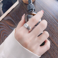wholesale S925 Sterling Silver Retro Fashion Minimalist European and American Letter Open Ring Geometric Versatile Trendy Ring for Women-1296JM/approx. 5.4g Adjustable opening