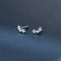 wholesale 999 Sterling Silver Small Fresh Row of Diamonds Five-Pointed Star Ear Studs Fashion Commuter Ear Jewelry for Women M05855-0-2