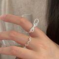 wholesale S925 Sterling Silver Korean Style Bow Ring, Minimalist Wave Band, Small Luxury, Fashion Versatile-0-1