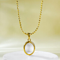 wholesale Sterling Silver Simple Cabochon 8*10 Aqueous Jade Necklace Pendant for Daily Commute and Versatile Matching, Factory Wholesale-N391 Yellow 925 Silver