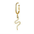 wholesale 925 Sterling Silver European and American Retro Snake-shaped Ear Cuffs with No Piercing Design and Micro-inlaid Zircon Small Snake Earrings-0-0