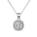 S925 Sterling Silver Moissanite 2ct Necklace with Hailry Square Pendant-0-3