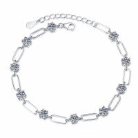 S925 Sterling Silver 3-Carat Moissanite Unisex Bracelet-high carbon stone