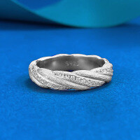 wholesale S925 silver Italian brushed gold twisted ring with layered woven texture and elegant style-R1434 Platinum 9