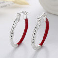 wholesale S925 Sterling Silver European and American Cross-Border Personalized Red and Black Matching Large Circle Irregular Texture Exaggerated Earrings-0-1