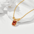 wholesale S925 Sterling Silver Gold-Plated Rectangular Amber Leaf Carved Pendant for Women, Japanese Literary Retro Autumn New Collection-0-2
