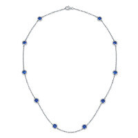 wholesale 18k gold-plated silver 40mm round lab-grown sapphire bubble choker necklace for TikTok/Kuaishou live streaming-Platinum>925 silver (40cm)