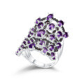 wholesale S925 Silver Luxury and Sophisticated Design Natural Amethyst Ring, Prosperity Collection Gemstone Ring-0-3