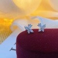 wholesale S925 Sterling Silver Maker's New Korean-style Ins-style Zircon Butterfly Stud Earrings, Fashionable and Versatile Women's Jewelry-0-3