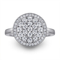 wholesale 925 Sterling Silver Zirconia Row Round Disk Ring Necklace Women Small Design Sense Stud Earrings Jewelry Set 3 Pieces-Ring TL-264 US size 10#