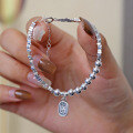wholesale S925 Sterling Silver A Few Taels of Broken Silver Bracelet for Women, Light Luxury Small Design, Health and Happiness Tag, Silver Bead Bracelet-0-2