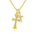 S925 Silver Cross Pendant Moissanite Hip-Hop Bead Chain Necklace Wholesale-0-5