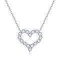 wholesale S925 Sterling Silver Plated Medium Heart Moissanite Pendant Necklace, Pearl Accent, Personality Chic Fashion Luxury Collarbone Chain-0-0