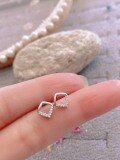 wholesale S925 sterling silver maker geometric diamond-inlaid earrings, fashionable minimalist niche design, birthday gift for girlfriend-0-5