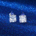 wholesale S925 Sterling Silver Jewelry, Light Luxury Sparkling 8A Zircon Earrings, Princess Cut Zircon Stud Earrings for Versatile Styling-0-3