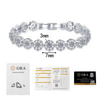 S925 Silver Moissanite Sunflower Roman Luxury Wholesale Bracelet-16cm-1.9carat moissanite  925 silver