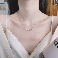 wholesale S925 Sterling Silver Geometric Twist Small Cube Necklace, Korean and Japanese Style Versatile Niche Collarbone Chain for Women-480LM/approx. 3.9g 925 silver