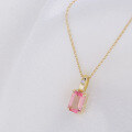wholesale 10K Gold Plated with Natural Tourmaline Pendant for Women, Fresh and Elegant Style Necklace Factory Supply-0-5