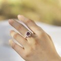wholesale 925 Sterling Silver, European and American New Sunflower Ring, Light Luxury Cultivated Alexandrite Ring, Cross-Border Best-Seller-0-4